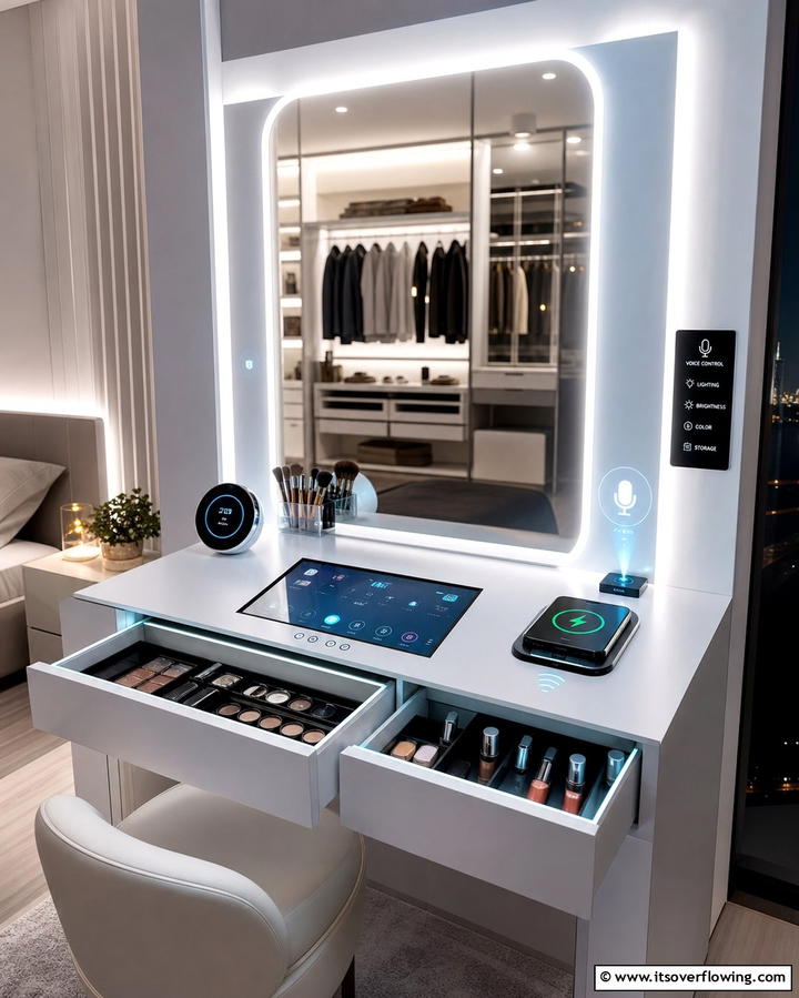 High Tech Smart Vanity - 30 Stylish Makeup Vanity Ideas for a Functional Beauty Space