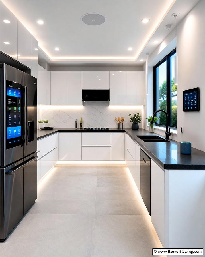 High Tech U Shaped Kitchen with Smart Appliances - 30 U-Shaped Kitchen Ideas for Optimal Layout and Storage