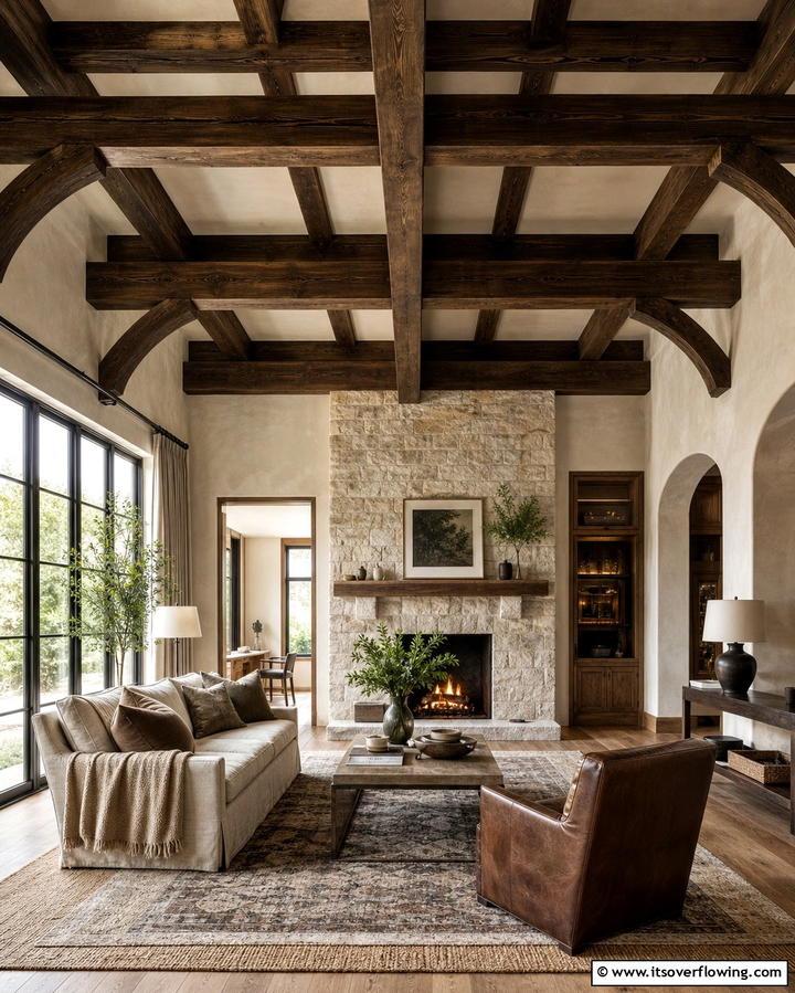 Highlight Exposed Beams - 25 Earthy Living Room Decor Ideas for a Cozy Ambiance