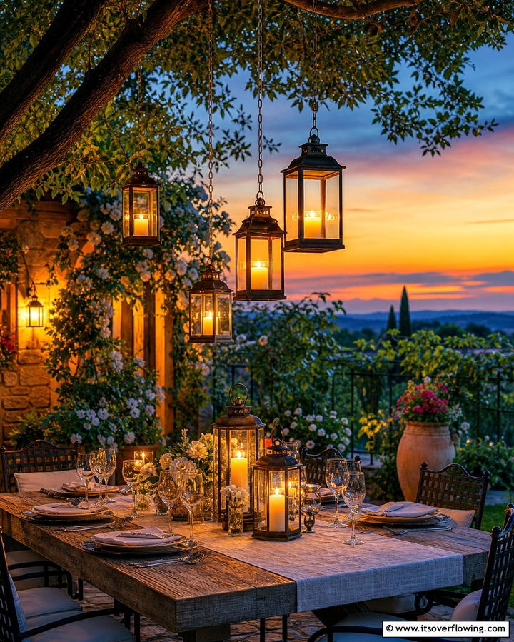 Highlight Outdoor Dining with Candle Lanterns - 25 Decorating With Candles Ideas for a Warm and Inviting Home