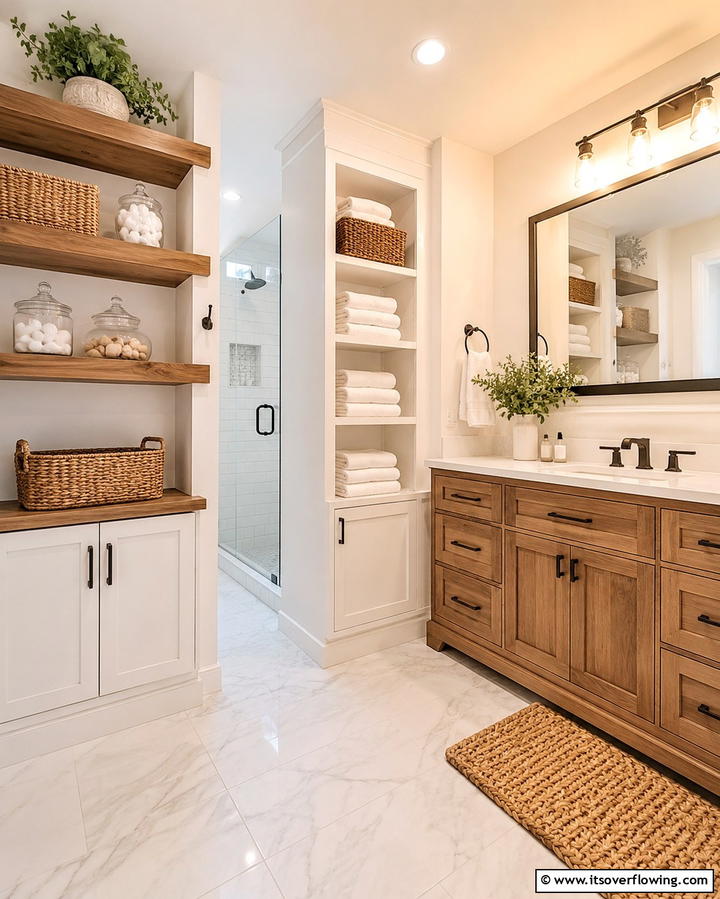 Highlight Storage Solutions - 25 Bathroom Staging Ideas to Sell Your Home Faster