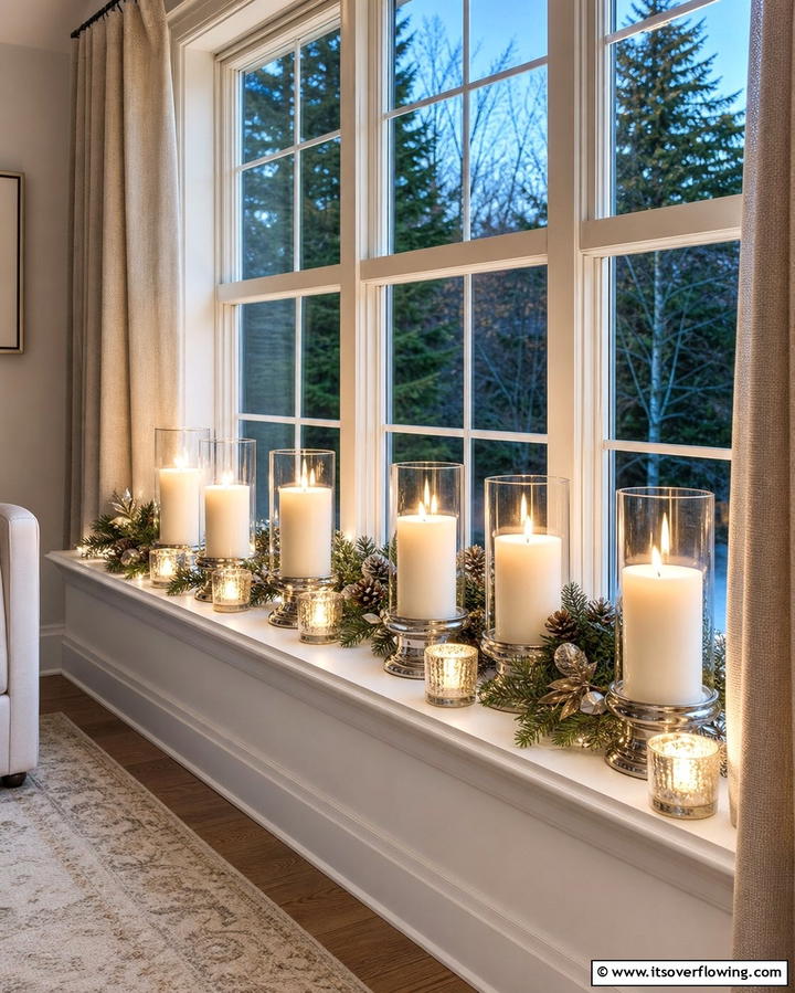 Highlight Windowsills with Candle Displays - 25 Decorating With Candles Ideas for a Warm and Inviting Home