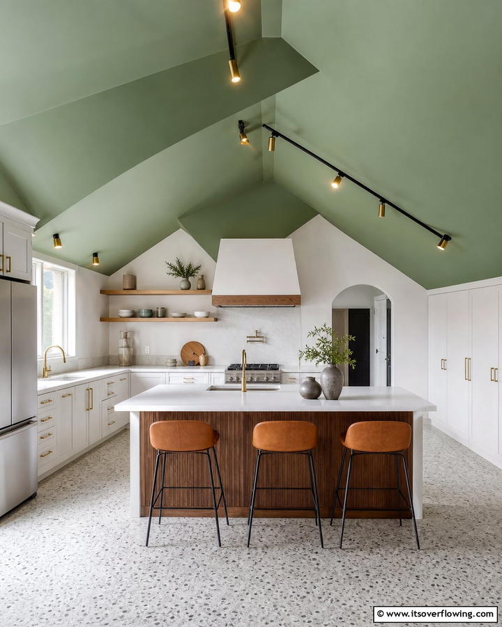 Highlighted Ceiling Angles - 20 Sloped Ceiling Kitchen Ideas for a Unique and Stylish Space