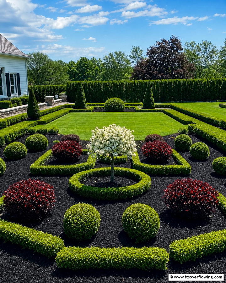 Highlighting Shrubs with Black Mulch - 25 Black Mulch Landscaping Ideas for a Sleek Garden