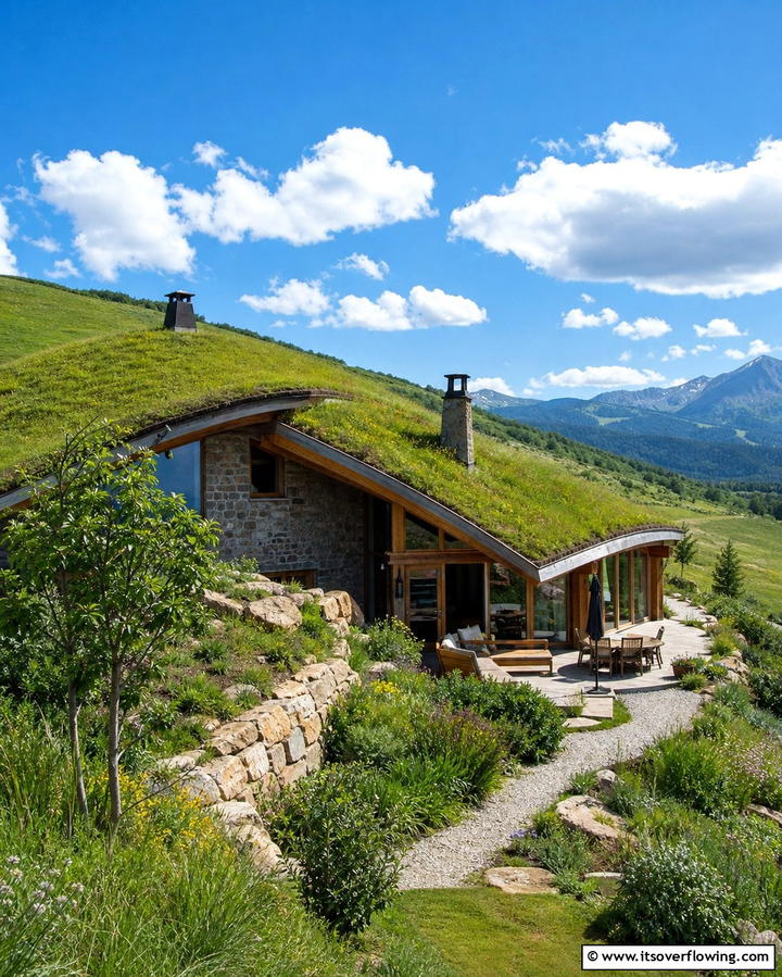 Hillside Harmony - 25 Houses With Green Roofs for Eco-Friendly Living
