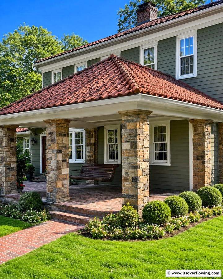 Hip Roof for All Around Coverage - 25 Front Porch Roof Ideas- Enhance Your Home’s Curb Appeal
