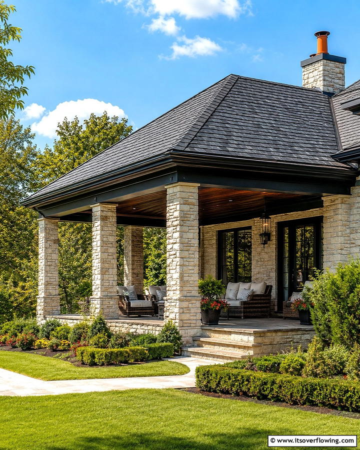 Hipped Roof for Full Coverage - 25 Front Porch Roof Ideas- Enhance Your Home’s Curb Appeal