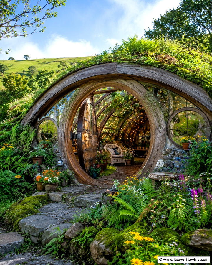 Hobbit Inspired Greenhouse - 25 Fantasy Greenhouse Ideas for a Magical Garden Escape