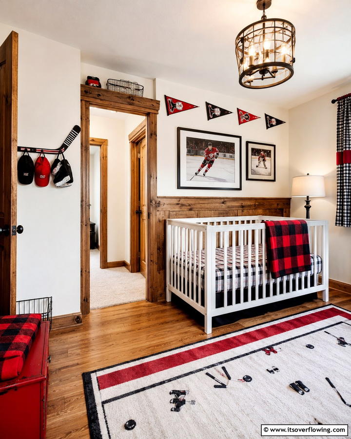 Hockey Stick Coat Rack - 20 Sports Nursery Ideas for the Ultimate Fan Baby Room
