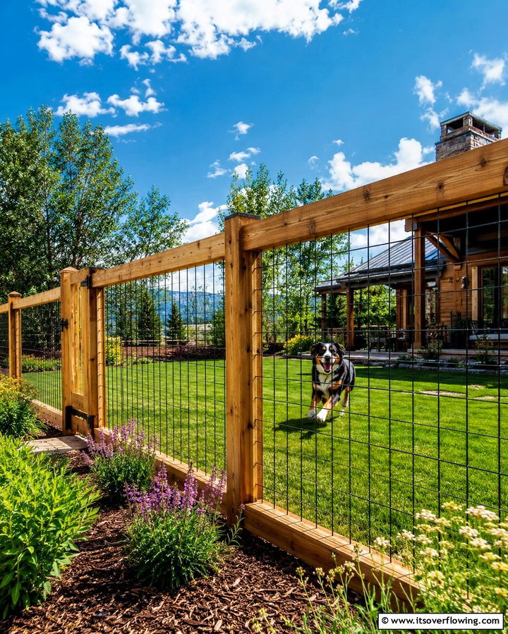 Hog Wire Dog Fence for Versatility - 25 Dog Fence Ideas for a Safe and Stylish Yard