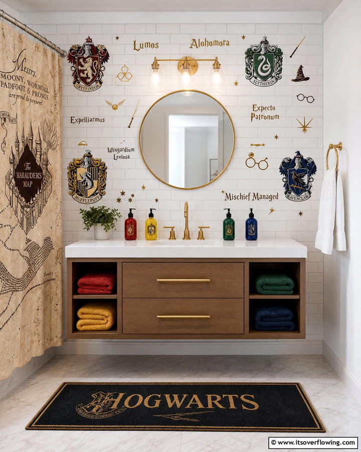 Hogwarts Themed Tile Stickers - 20 Harry Potter Bathroom Ideas for Magical Spaces