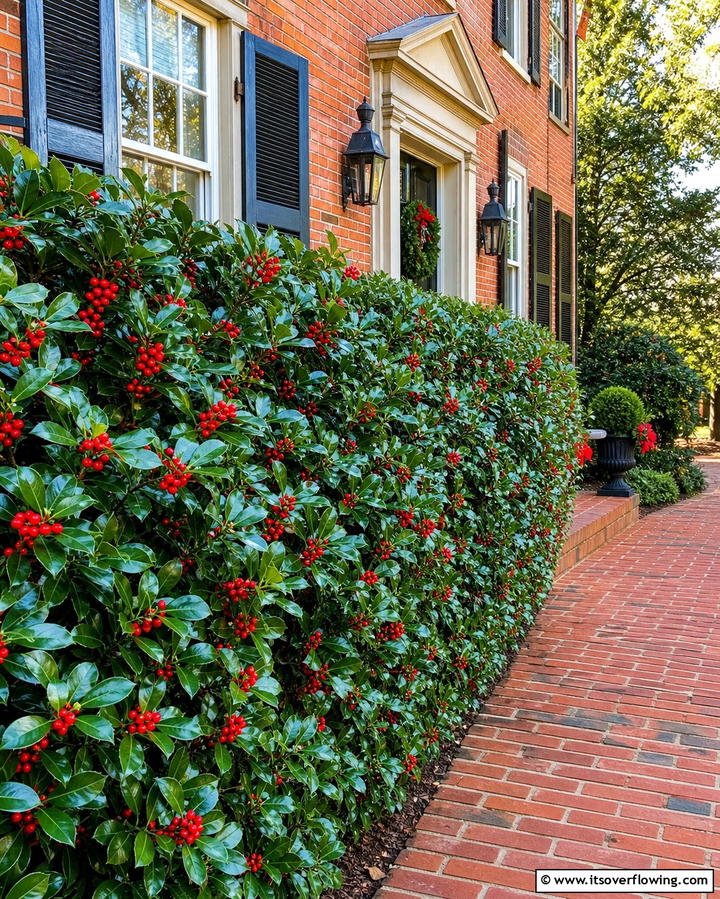 Holly for a Festive Barrier - 25 Shrubs for Privacy- Create a Natural Barrier in Your Yard