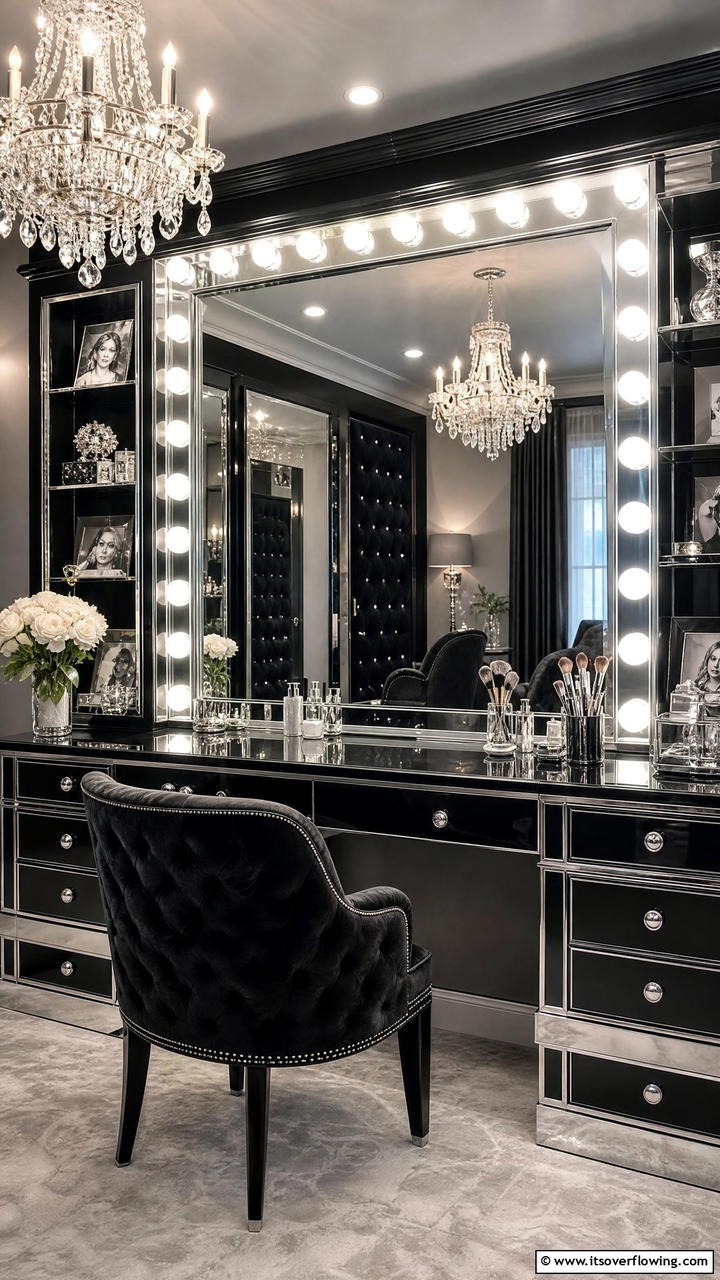Hollywood Style Mirror - 25 Stunning Makeup Room Ideas for Every Style