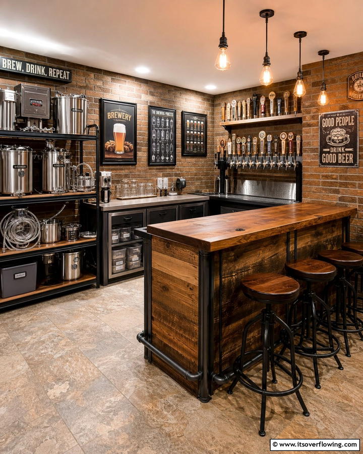 Home Brewery Corner - 20 Luxury Man Cave Ideas for Ultimate Comfort