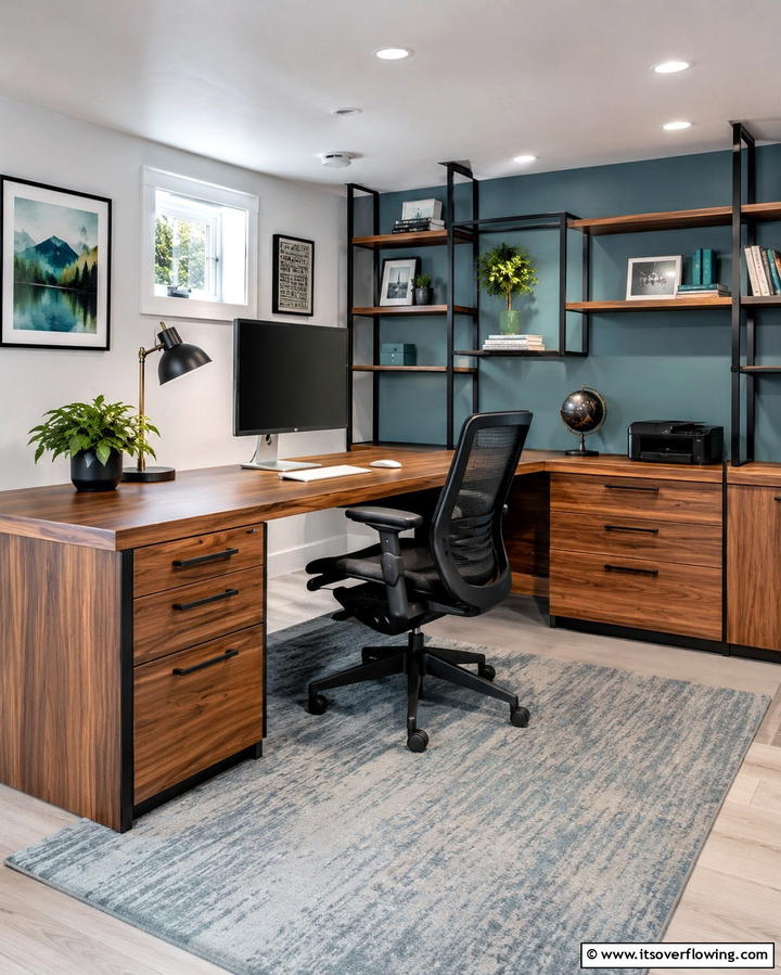 Home Office Desk Setup - 30 Functional Basement Furniture Ideas for Multi-Use Spaces