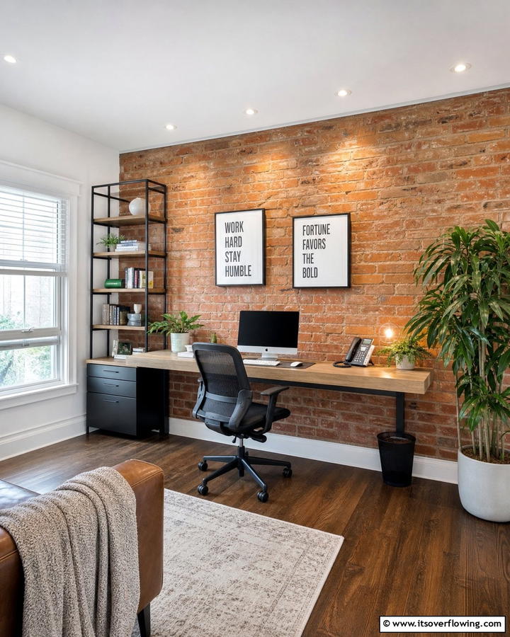 Home Office Inspiration - 25 Brick Accent Wall Ideas for a Stylish Home Feature