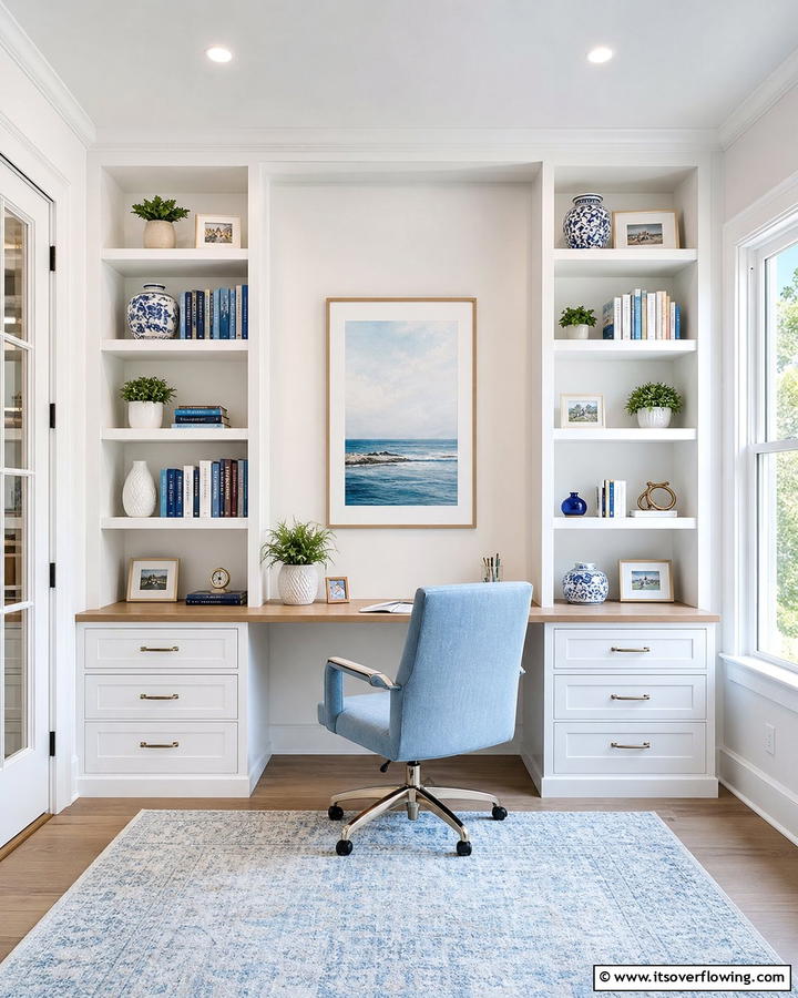 Home Office with Built In Shelving - 21 Small Home Office Ideas for Productive Workspaces