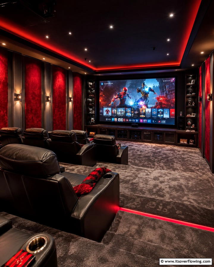 Home Theater Gaming Den - 30 Game Room Ideas for Fun Home Entertainment Spaces