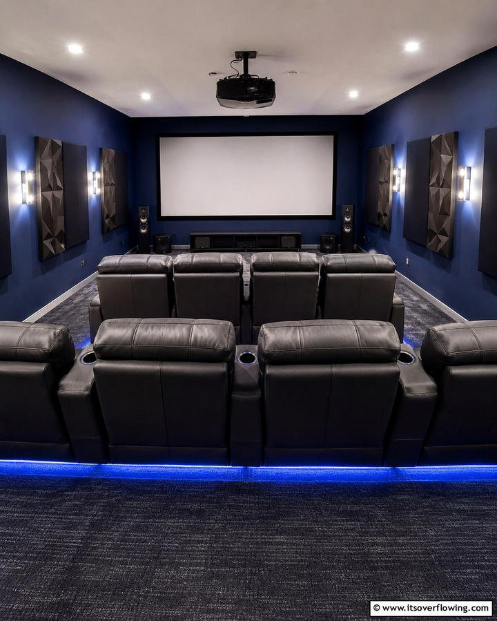 Home Theater Seating Arrangement - 30 Functional Basement Furniture Ideas for Multi-Use Spaces