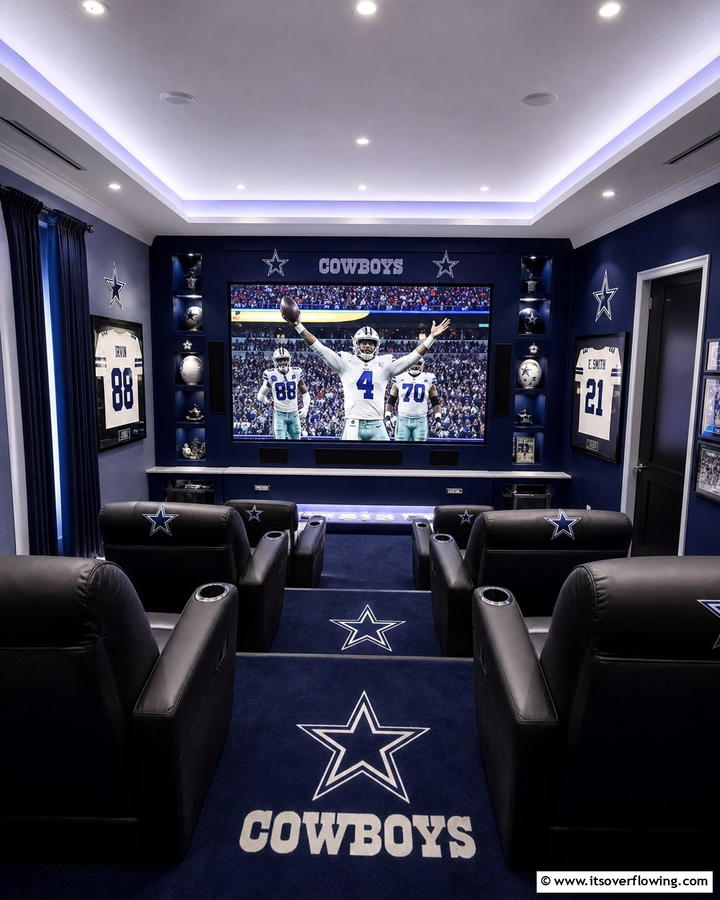 Home Theater Setup - 20 Dallas Cowboys Man Cave Ideas for True Fans