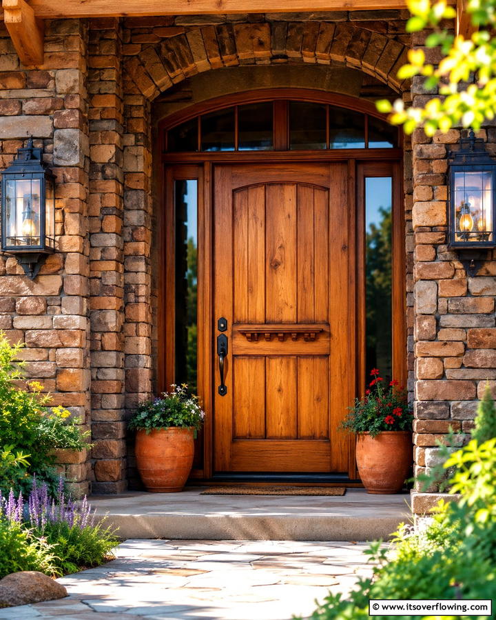 Honey Toned Alder - 25 Stained Front Door Ideas for Curb Appeal