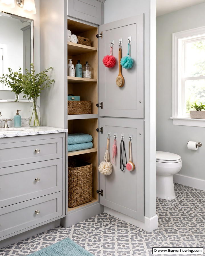 Hooks for Hanging Accessories - 30 Bathroom Cabinet Organizing Ideas for Clutter-Free Spaces