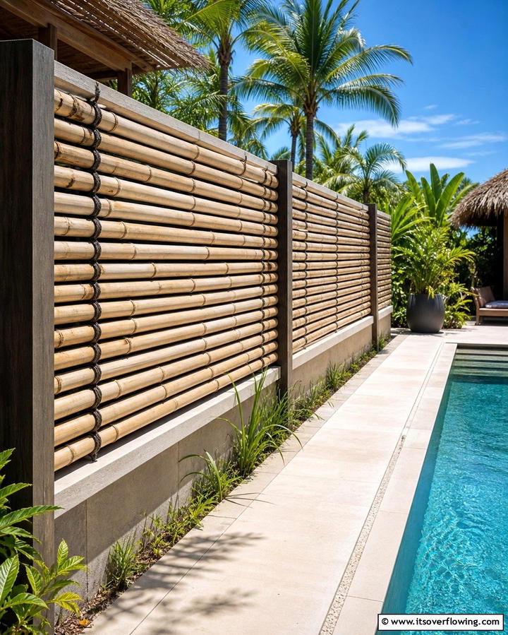 Horizontal Bamboo FenceExact - 25 Unique Horizontal Fence Ideas for Modern Landscaping