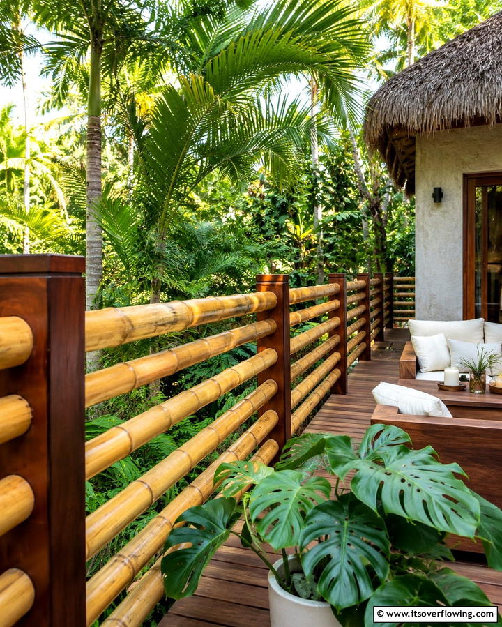 Horizontal Bamboo Rails for Eco Friendliness - 25 Horizontal Deck Railing Ideas for Modern Homes