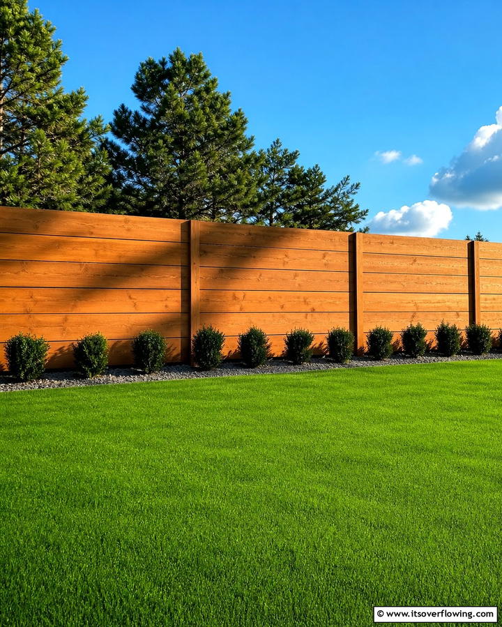 Horizontal Fence with Metal Accents - 25 Unique Horizontal Fence Ideas for Modern Landscaping