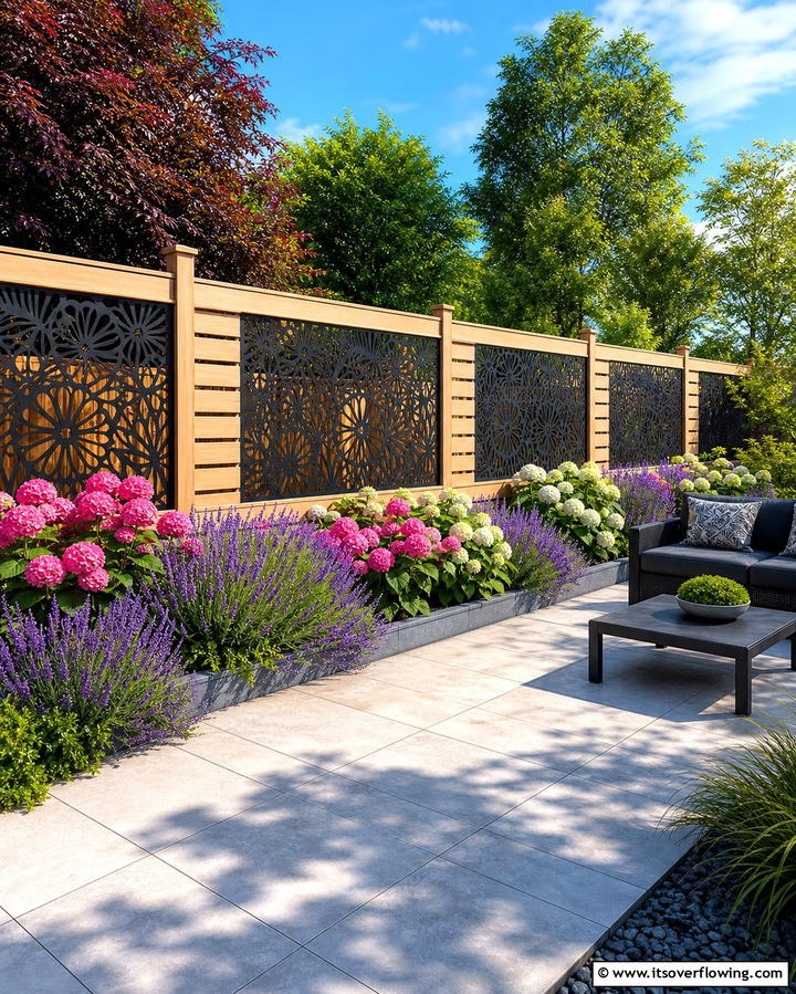 Horizontal Fencing with Built In Planters - 25 Unique Horizontal Fence Ideas for Modern Landscaping