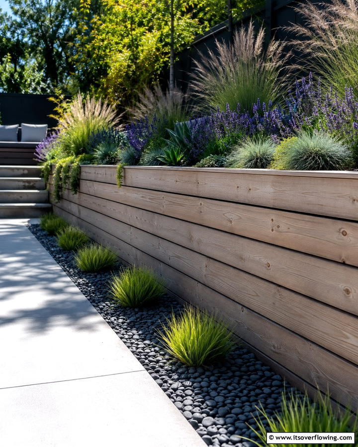 Horizontal Plank Retaining Walls - 20 Durable Wood Retaining Wall Ideas for Your Yard