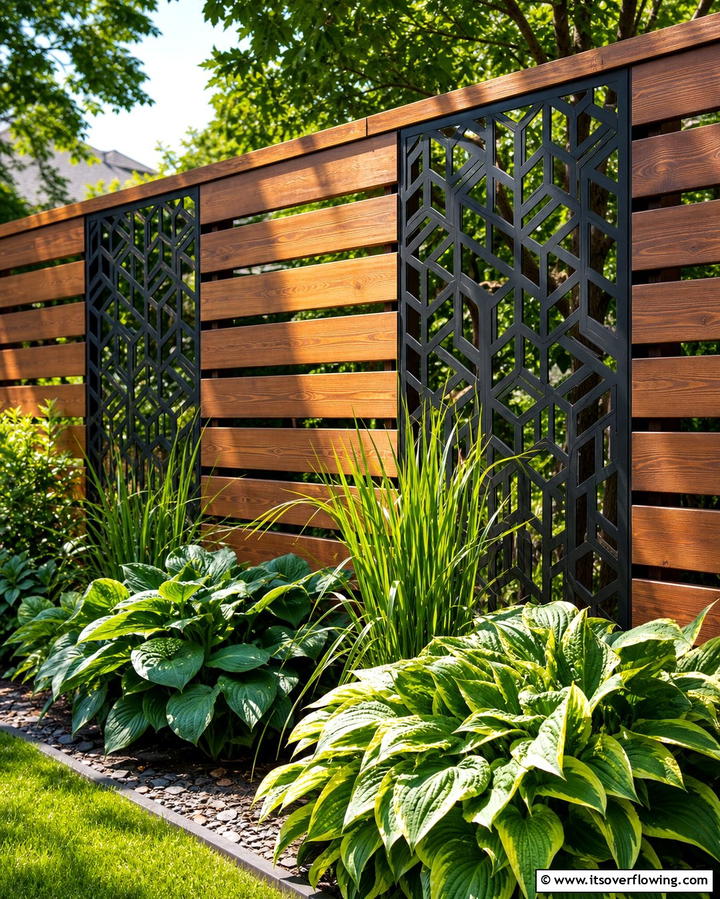 Horizontal Privacy Fence with Planters - 25 Unique Horizontal Fence Ideas for Modern Landscaping