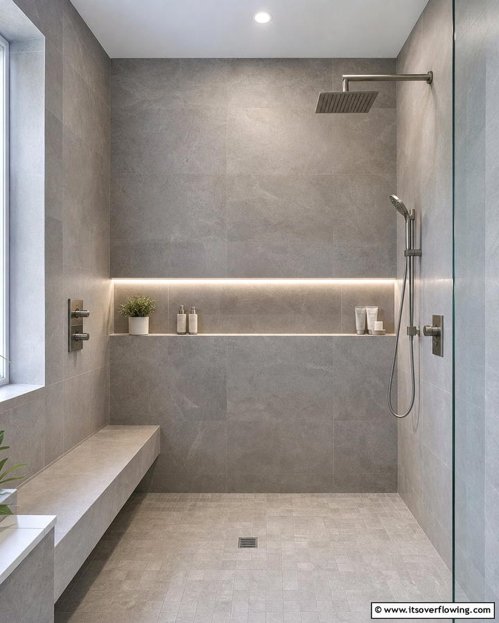 Horizontal Shower Niche for a Modern Look - 25 Shower Niche Ideas for a Functional Bathroom