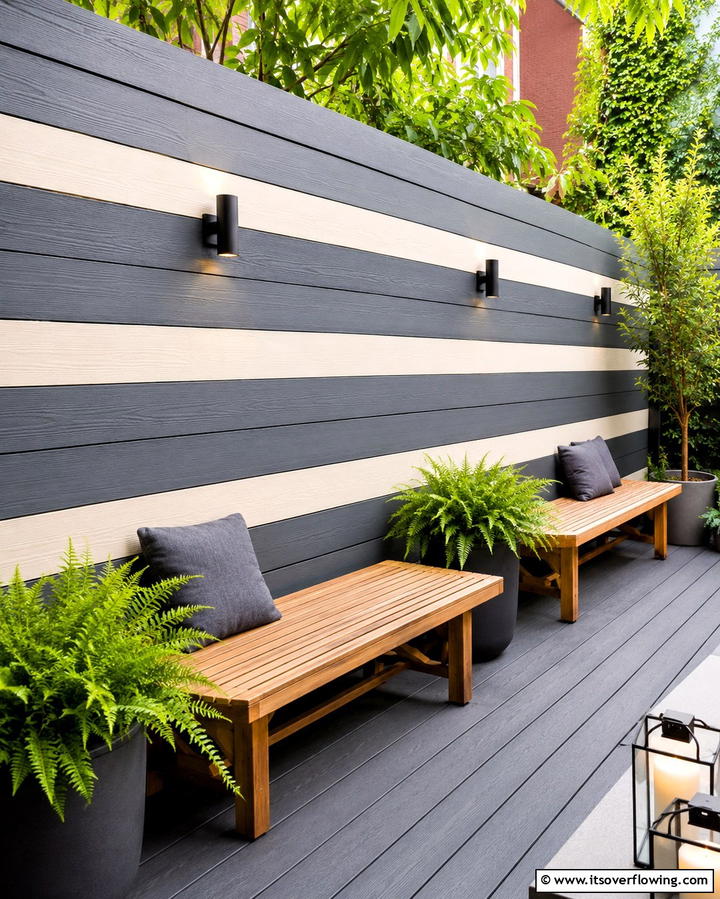 Horizontal Stripes - 25 Fence Painting Ideas to Refresh Your Outdoor Space