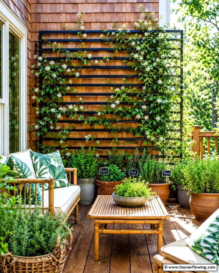 Horizontal Trellis Panels for Green Decks - 25 Horizontal Deck Railing Ideas for Modern Homes