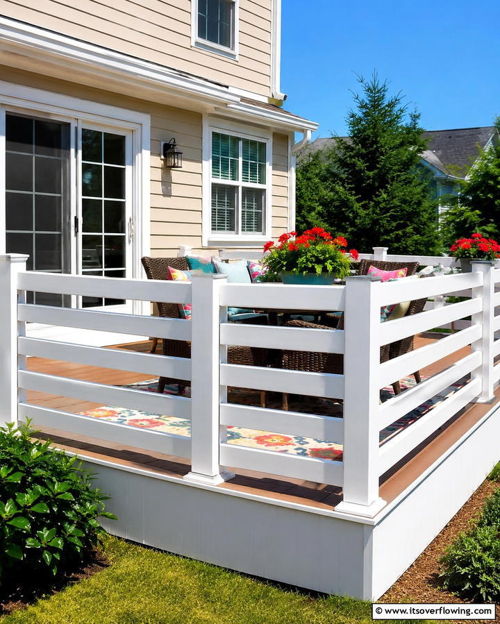 Horizontal Vinyl Rails for Affordability - 25 Horizontal Deck Railing Ideas for Modern Homes