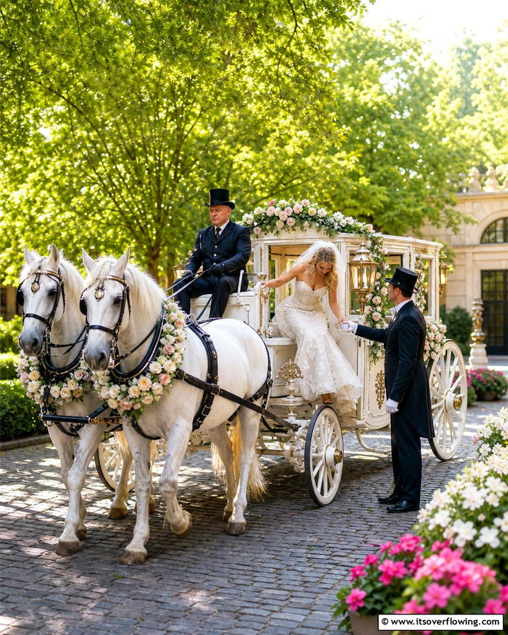 Horse Drawn Carriage Arrival - 25 Fairytale Wedding Ideas for Your Dream Ceremony