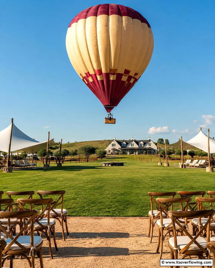 Hot Air Balloon Arrival - 25 Wedding Entrance Ideas for a Grand Arrival