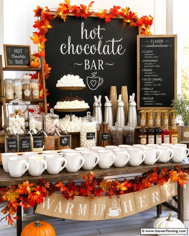 Hot Chocolate Bar Party - 25 Fall Birthday Party Ideas for a Seasonal Celebration