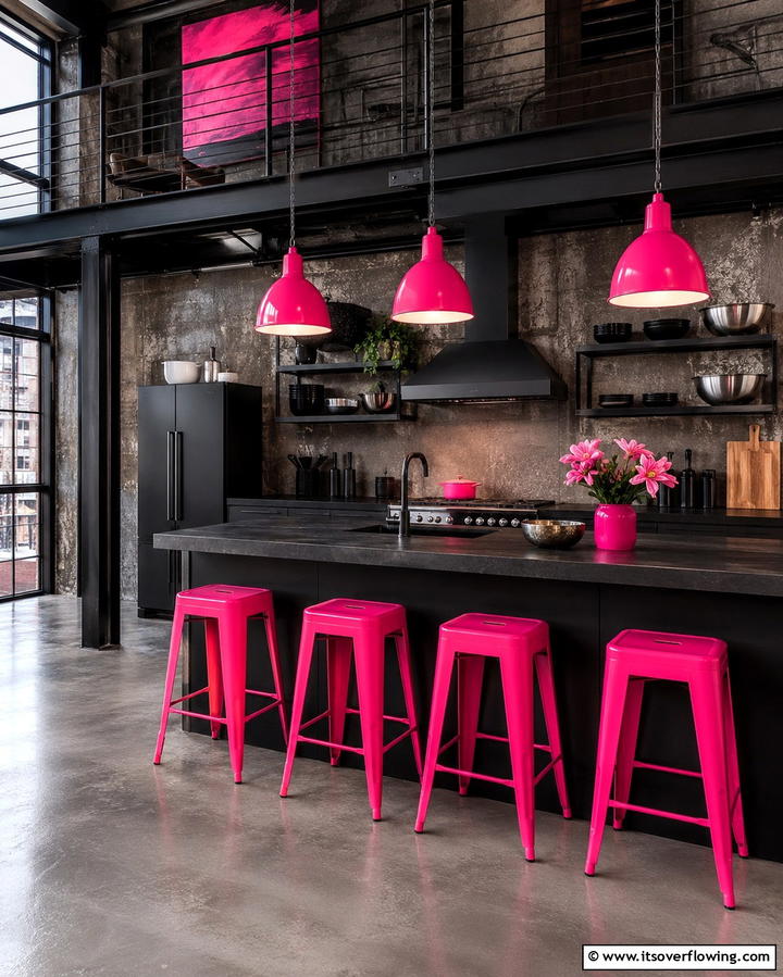 Hot Pink Accents - 30 Pink Kitchen Ideas to Refresh Your Cooking Space