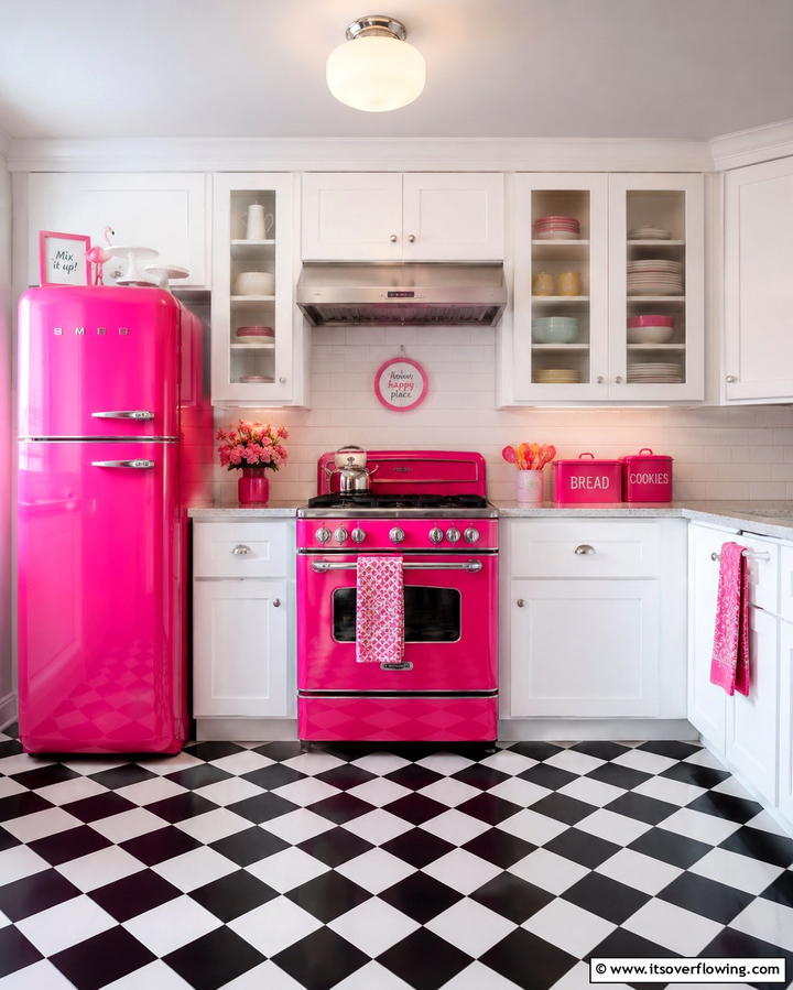 Hot Pink Appliances for a Retro Vibe - 30 Pink Kitchen Ideas to Refresh Your Cooking Space
