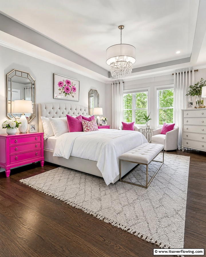 Hot Pink Nightstand - 20 Hot Pink Bedroom Ideas for Vibrant Spaces