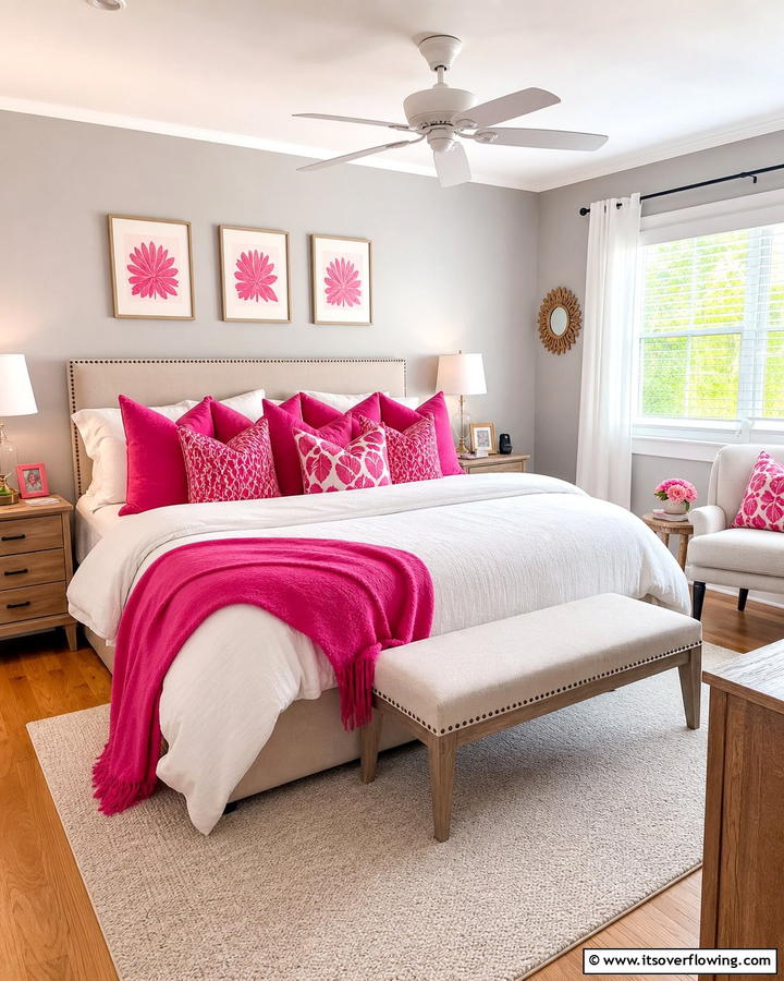 Hot Pink Throw Pillows - 20 Hot Pink Bedroom Ideas for Vibrant Spaces