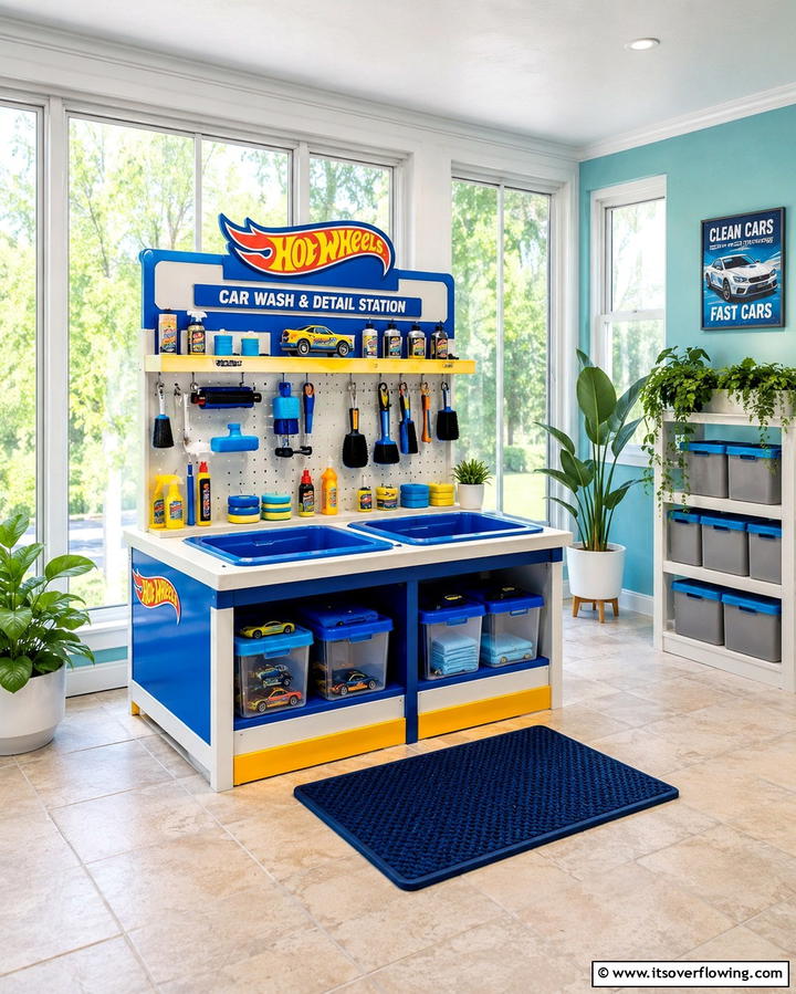 Hot Wheels Car Wash and Detail Station - 30 Hot Wheels Birthday Party Ideas- Race-Themed Decor & Activities