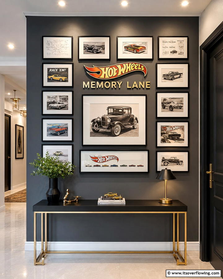 Hot Wheels Memory Lane Wall - 30 Hot Wheels Birthday Party Ideas- Race-Themed Decor & Activities