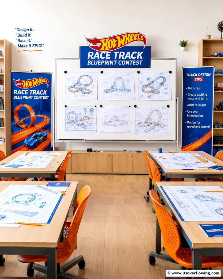 Hot Wheels Race Track Blueprint Contest - 30 Hot Wheels Birthday Party Ideas- Race-Themed Decor & Activities