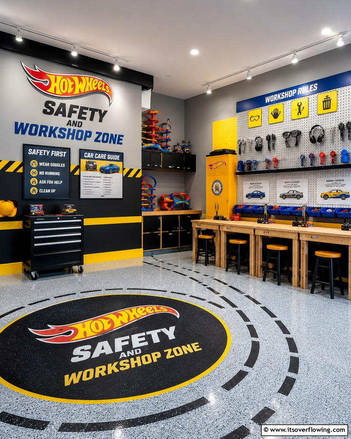 Hot Wheels Safety and Workshop Zone - 30 Hot Wheels Birthday Party Ideas- Race-Themed Decor & Activities