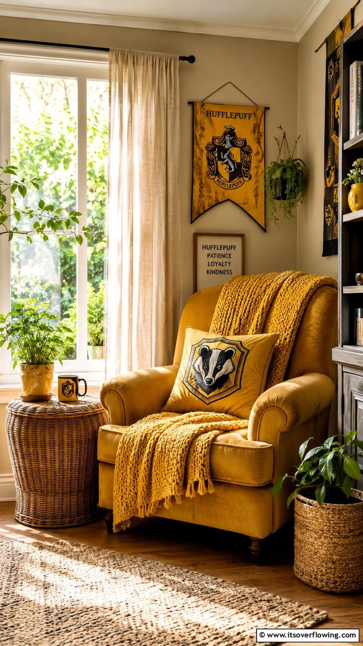 Hufflepuff Cozy Corners - 30 Harry Potter Decor Ideas- Magical Themed Room Designs