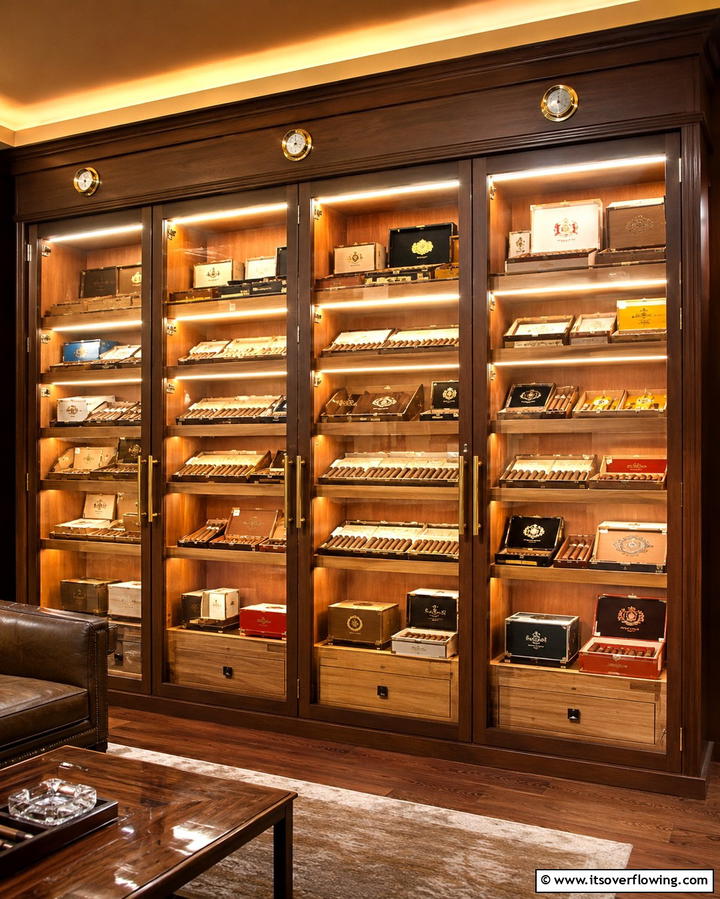 Humidor Wall Display - 30 Sophisticated Cigar Room Designs for Luxurious Relaxation