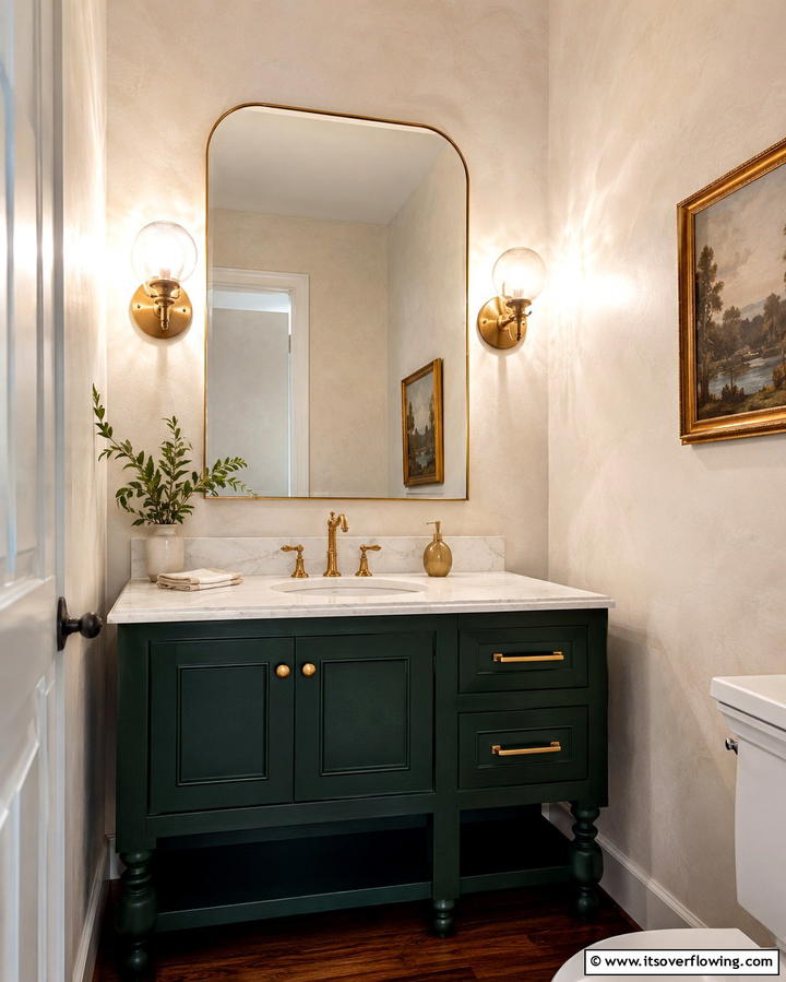 Hunter Green Cabinets - 25 Green Powder Room Ideas for a Fresh Look